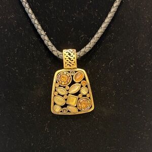 Lia Sophia Gold and Black Pendant Necklace